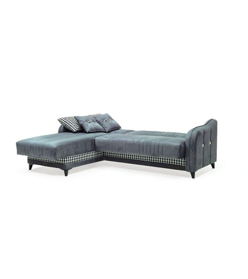Divano con penisola contenitore reversibile Laos grigio soft 22 246x138x92 H