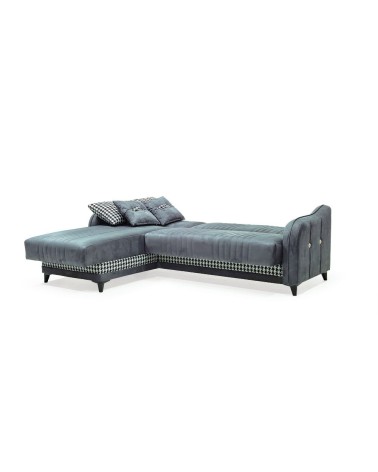 Divano con penisola contenitore reversibile Laos grigio soft 22 246x138x92 H