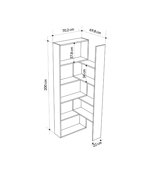 Libreria Wish estensibile angolare rovere 200h