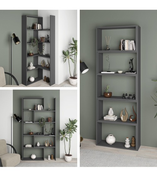 Libreria Wish estensibile angolare antracite 200h