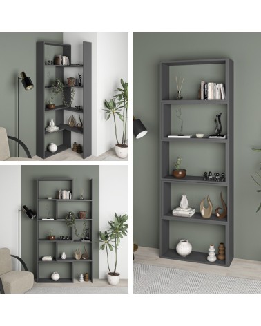 Libreria Wish estensibile angolare antracite 200h
