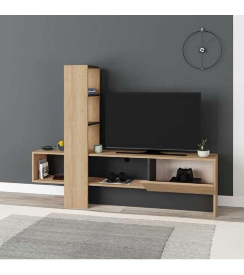 Mobile porta TV Troya rovere antracite con anta a ribalta