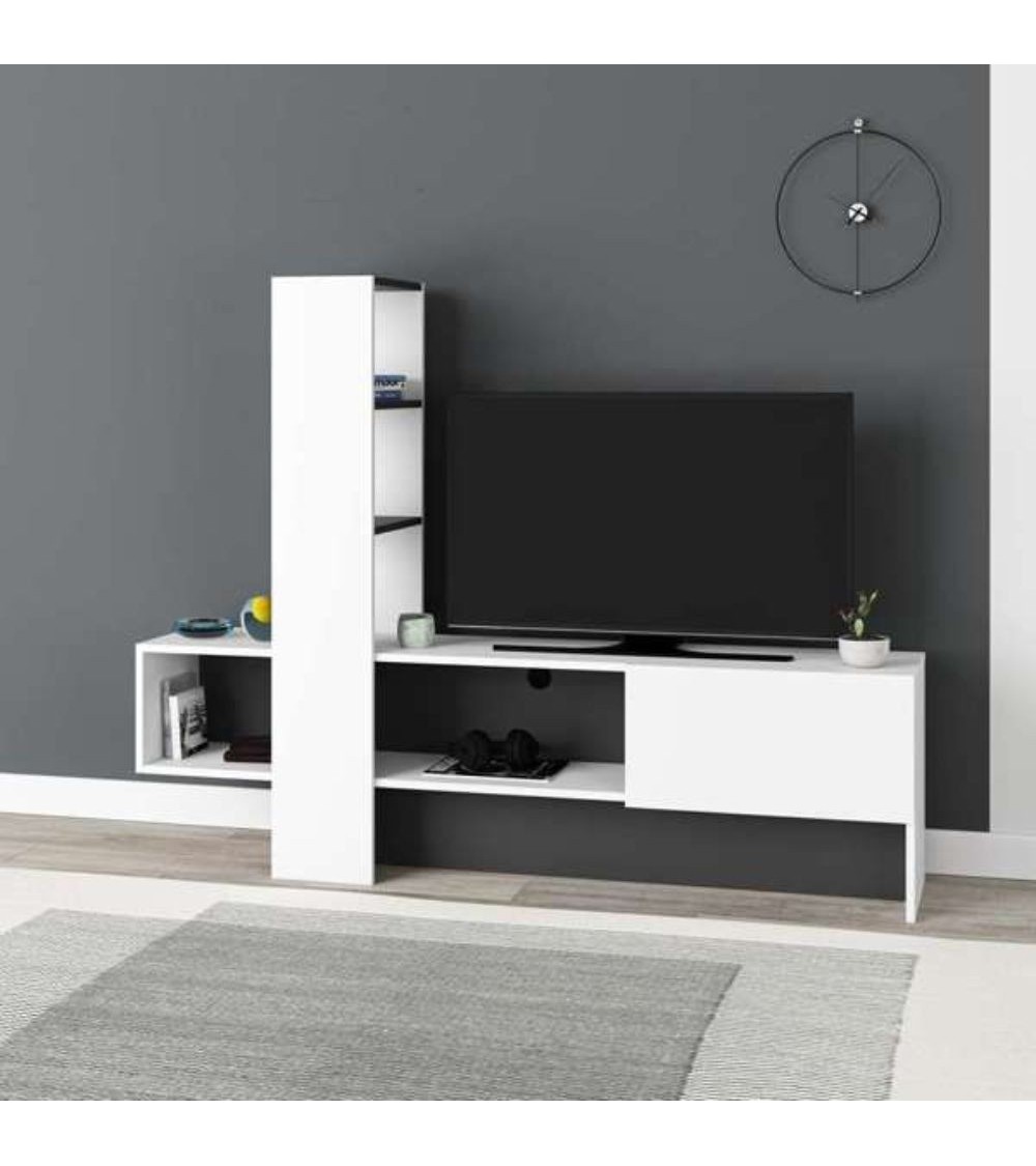 Mobile porta TV Troya bianco antracite con anta a ribalta