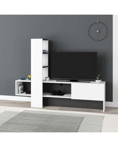 Mobile porta TV Troya bianco antracite con anta a ribalta