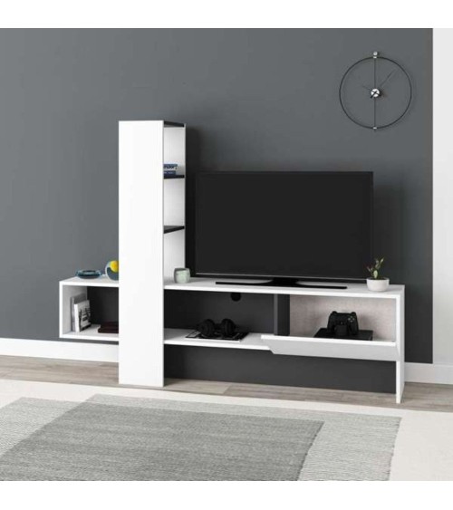 Mobile porta TV Troya bianco antracite con anta a ribalta
