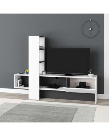 Mobile porta TV Troya bianco antracite con anta a ribalta