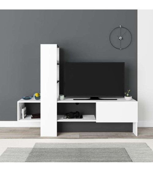 Mobile porta TV Troya bianco antracite con anta a ribalta