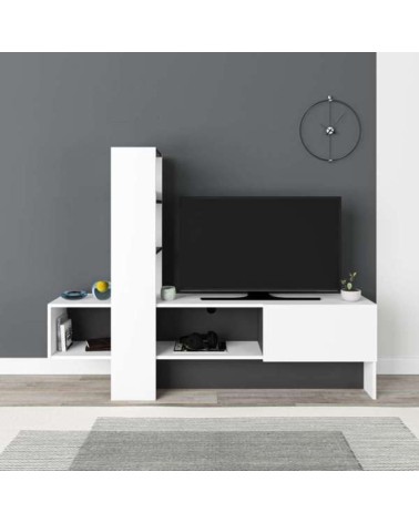 Mobile porta TV Troya bianco antracite con anta a ribalta