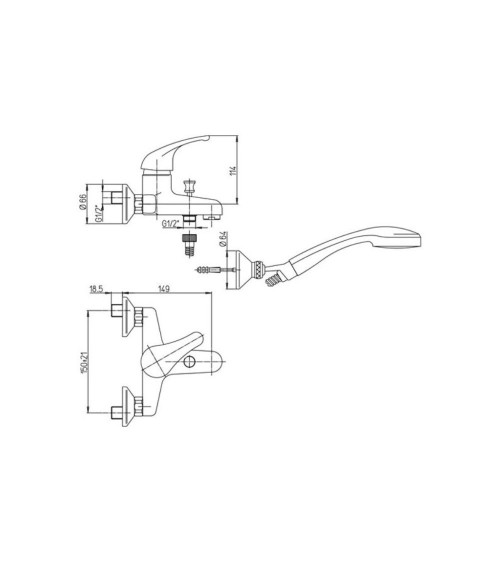 Miscelatore vasca da bagno Paini 44CR105 con doccia