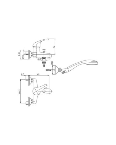 Miscelatore vasca da bagno Paini 44CR105 con doccia