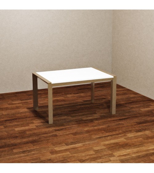 Tavolo rettangolare allungabile Golia 130x80 struttura tortora e piano bianco larice