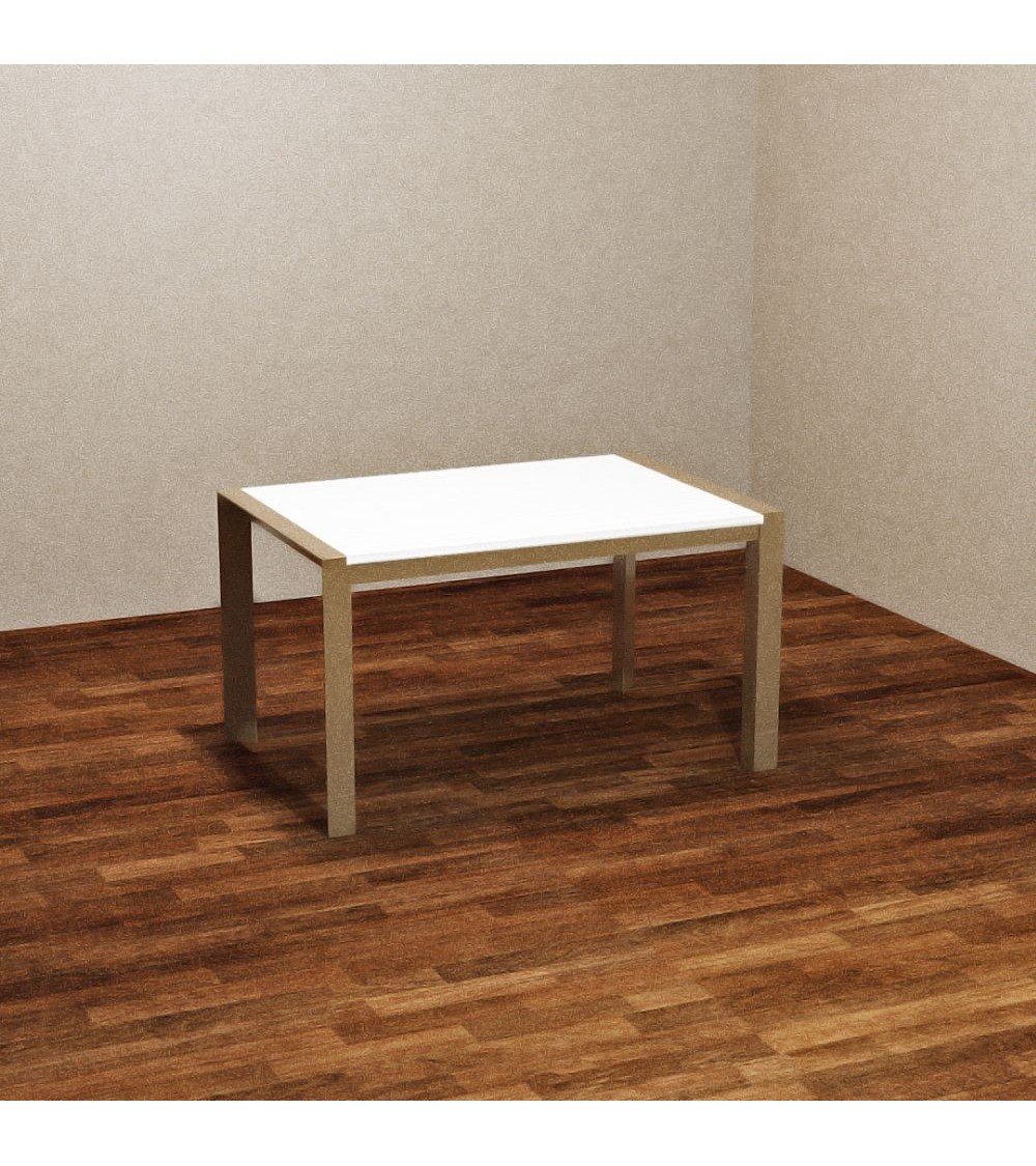Tavolo rettangolare allungabile Golia 130x80 struttura tortora e piano bianco larice
