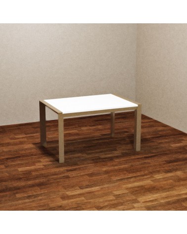 Tavolo rettangolare allungabile Golia 130x80 struttura tortora e piano bianco larice