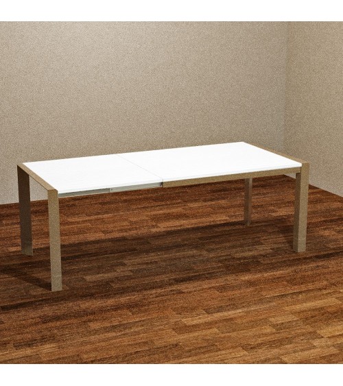 Tavolo rettangolare allungabile Golia 130x80 struttura tortora e piano bianco larice