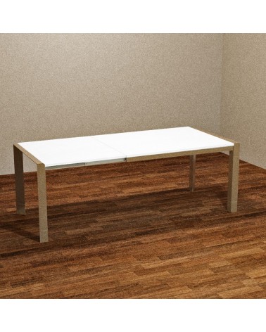 Tavolo rettangolare allungabile Golia 130x80 struttura tortora e piano bianco larice