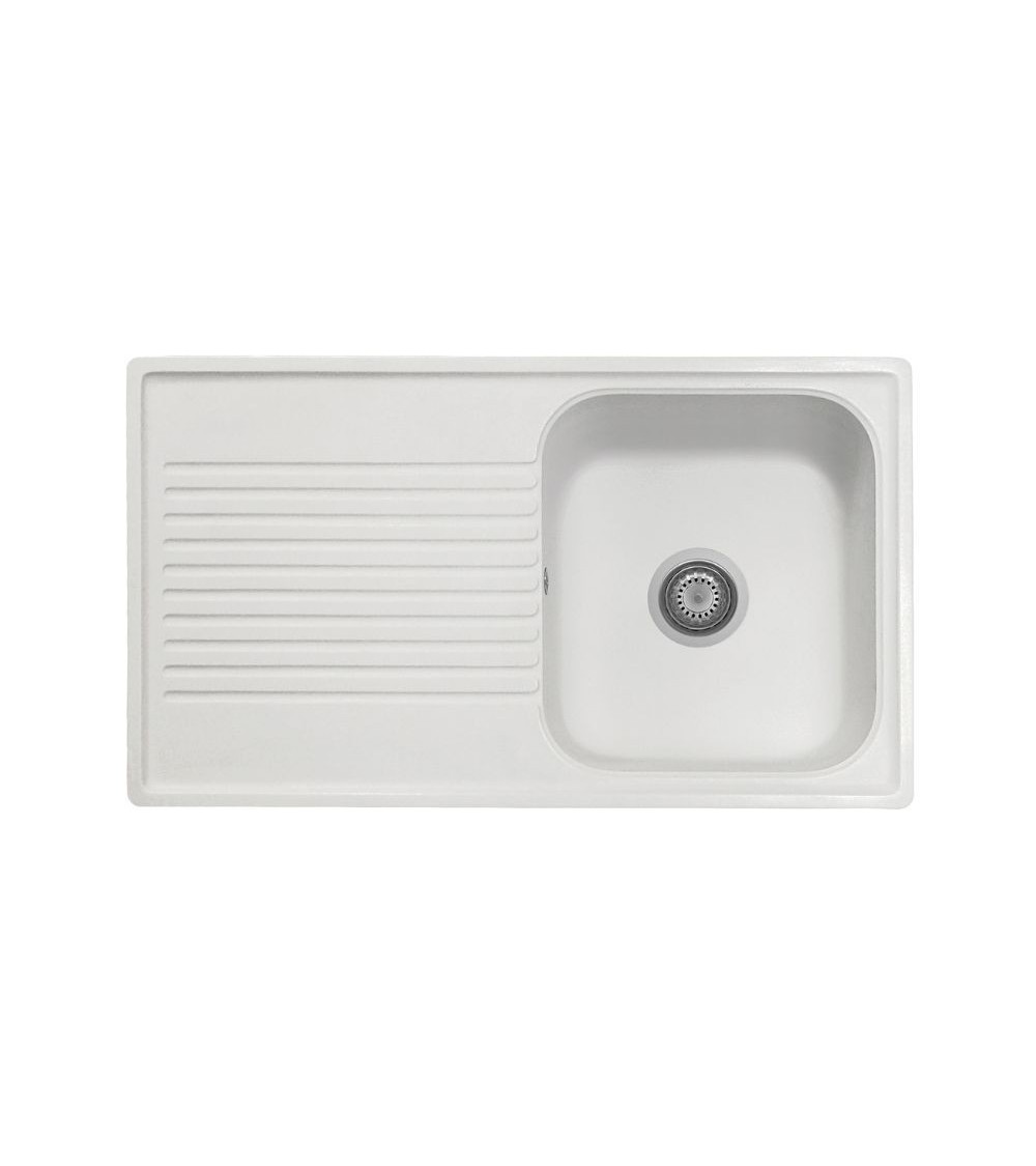 Samet Lavello 86x50 Granitovero861vbip reversibile 1 vasca gocciolatoio bianco