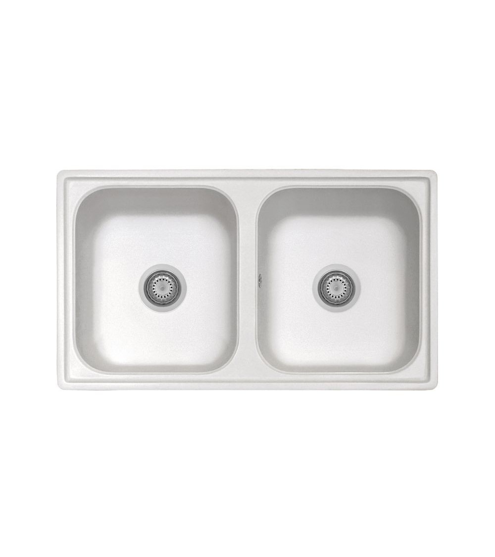 Samet Lavello 86x50 Granitovero862vbip 2 vasche bianco