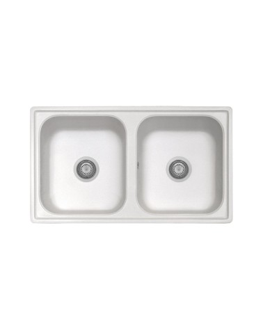 Samet Lavello 86x50 Granitovero862vbip 2 vasche bianco