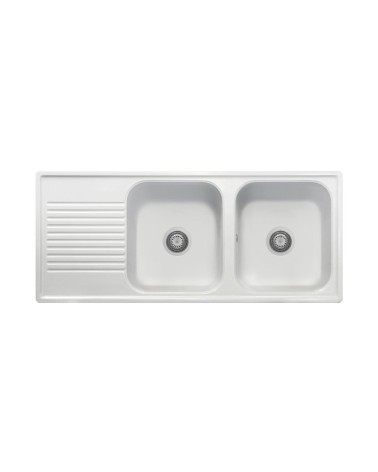 Samet Lavello 116x50 2 vasche Granitovero1162vsbip gocciolatoio bianco