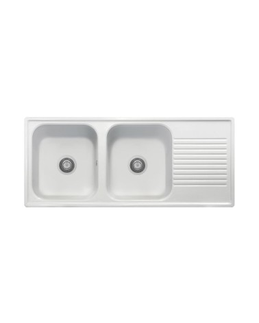 Samet Lavello 116x50 2 vasche Granitovero1162vsbip gocciolatoio bianco