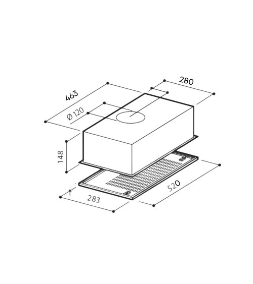 Superair Gruppo cappa incasso sottopensile luce led potenza aspirante 280 m3/h 3 livelli ECO F9 52