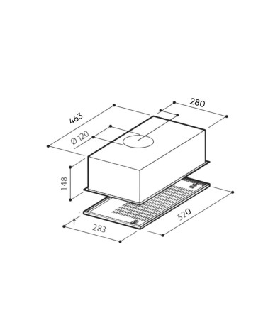 Superair Gruppo cappa incasso sottopensile luce led potenza aspirante 280 m3/h 3 livelli ECO F9 52