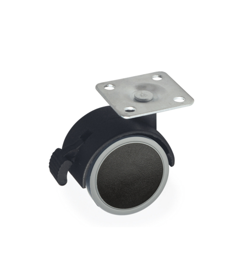 Ruota pivotante con freno diametro 40 nera