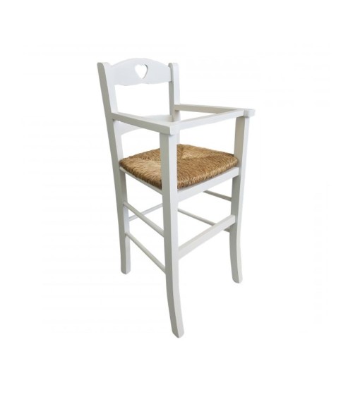Sediolone bimbo 708 legno bianco e seduta paglia