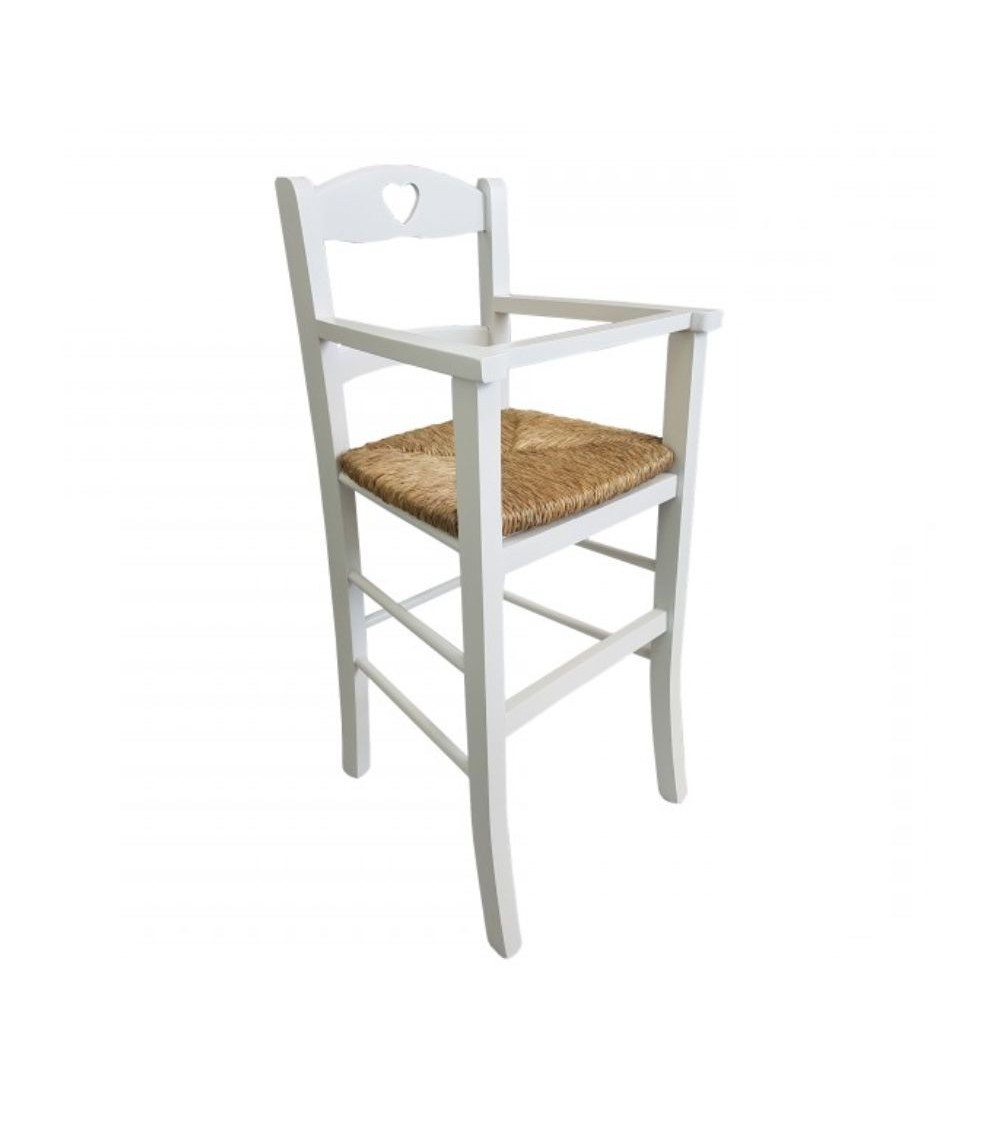 Sediolone bimbo 708 legno bianco e seduta paglia