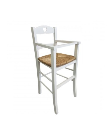 Sediolone bimbo 708 legno bianco e seduta paglia