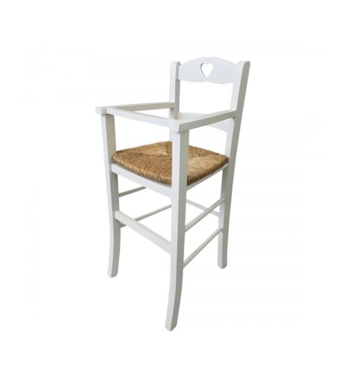 Sediolone bimbo 708 legno bianco e seduta paglia