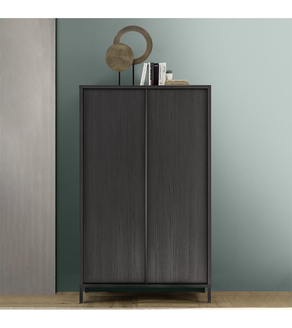 Contenitore Giugi 2 ante nero frassinato 106x40x177