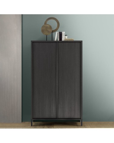 Contenitore Giugi 2 ante nero frassinato 106x40x177