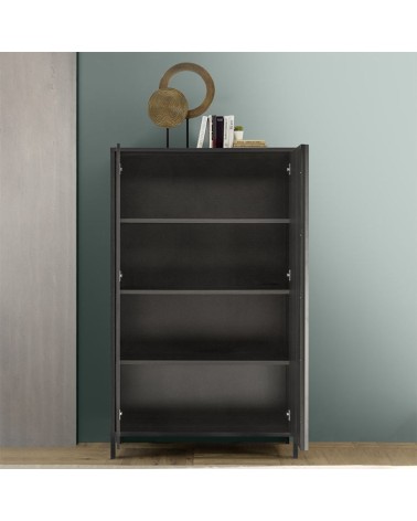 Contenitore Giugi 2 ante nero frassinato 106x40x177