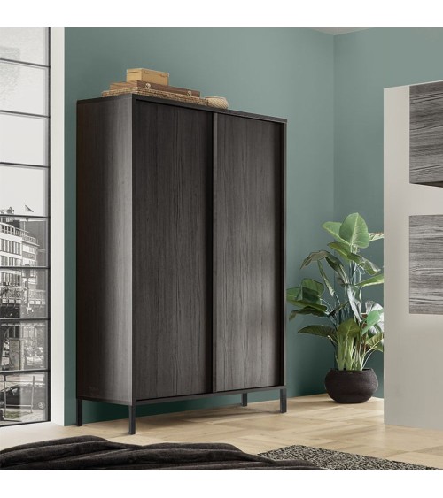 Contenitore Giugi 2 ante nero frassinato 106x40x177