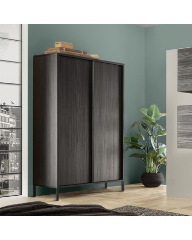 Contenitore Giugi 2 ante nero frassinato 106x40x177