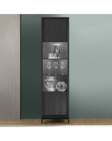 Vetrina Giugi con anta nero frassinato 55x40x203
