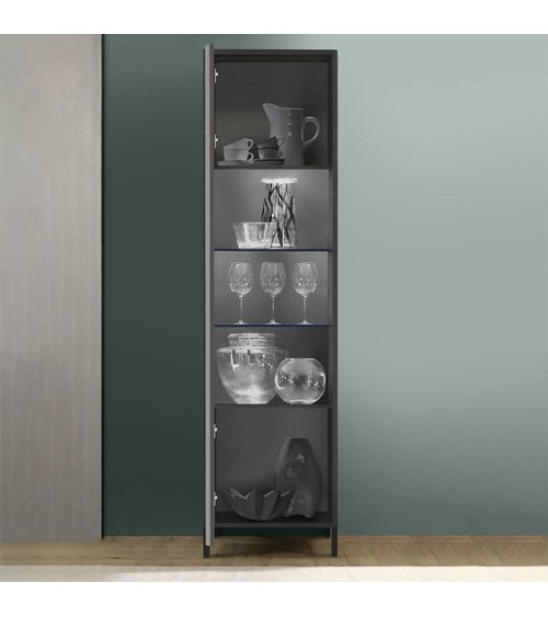 Vetrina Giugi con anta nero frassinato 55x40x203