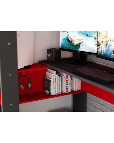 Letto a castello 5050 antracite rosso con scrivania