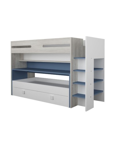 Letto a castello 6070 bianco celeste con scrivania estraibile