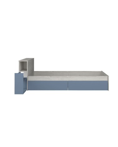 Letto singolo 1660 bianco celeste con comodino estraibile