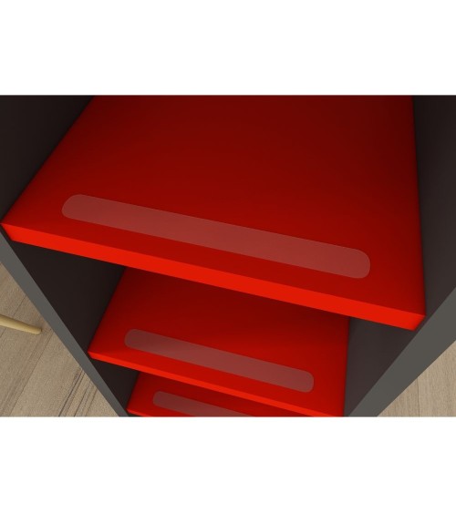 Letto a soppalco 5000 con postazione gamer reversibile antracite rosso