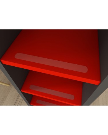 Letto a soppalco 5000 con postazione gamer reversibile antracite rosso
