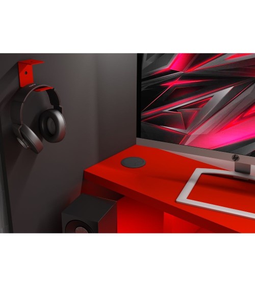 Letto a soppalco 5000 con postazione gamer reversibile antracite rosso