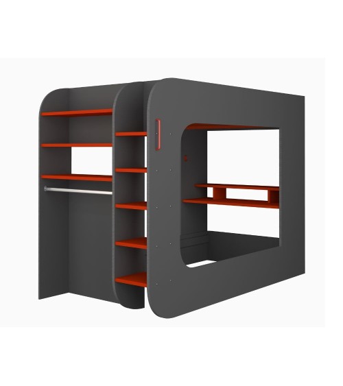 Letto a soppalco 5000 con postazione gamer reversibile antracite rosso