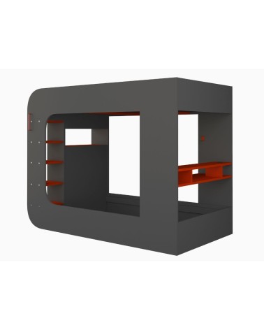 Letto a soppalco 5000 con postazione gamer reversibile antracite rosso