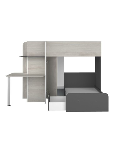 Letto a castello 6885 con scrivania reversibile bianco vintage antracite