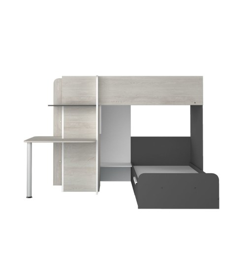 Letto a castello 6885 con scrivania reversibile bianco vintage antracite
