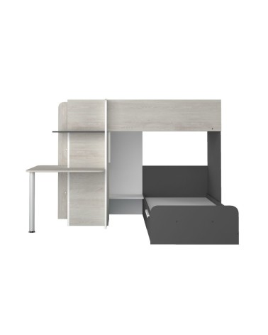 Letto a castello 6885 con scrivania reversibile bianco vintage antracite