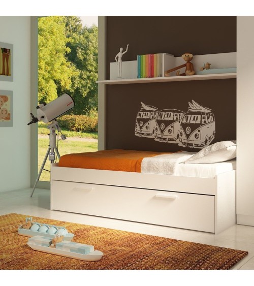 Letto singolo 1004 Blanco con cassettone estraibile
